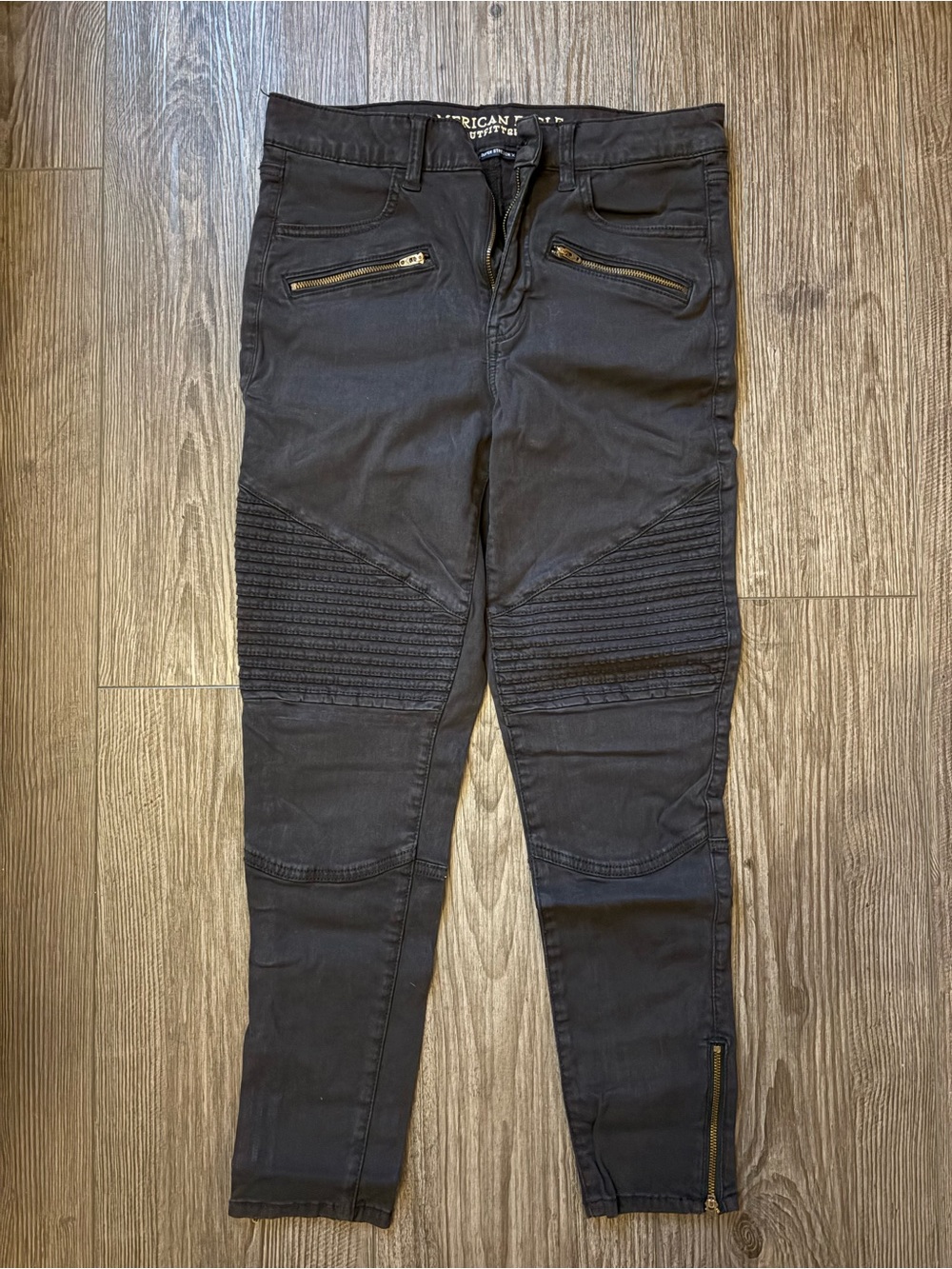 American Eagle Outfitters Women’s Black Hi -Rise Moto Jeggings